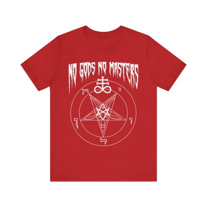 No Gods No Masters Satanic Baphomet Devil Tee - Image 4
