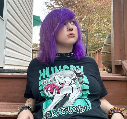 Minzy / GhoulInfection wearing her Hungry Zombie Anime Tee