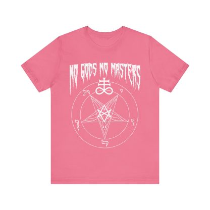 No Gods No Masters Satanic Baphomet Devil Tee - Image 3